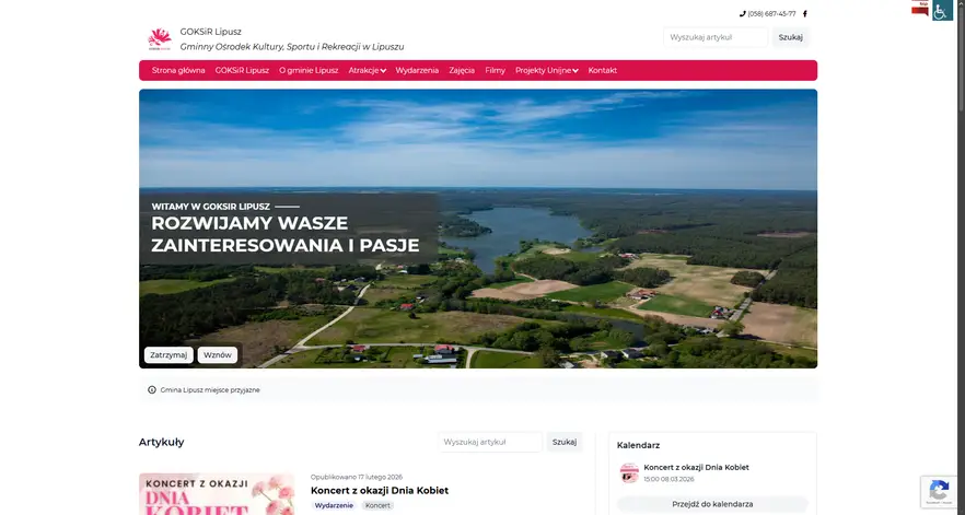 Strona internetowa GOKSiR Lipusz – ośrodek kultury i sportu