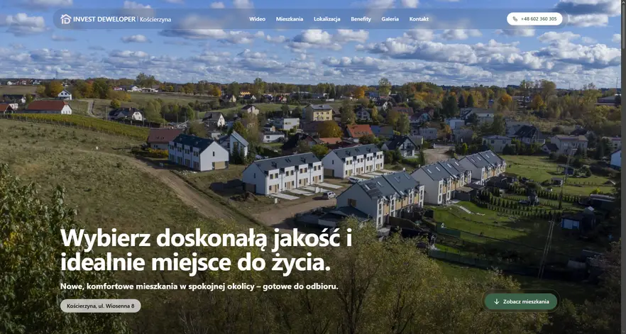 Strona internetowa Invest Deweloper – sprzedaż mieszkań w Kościerzynie
